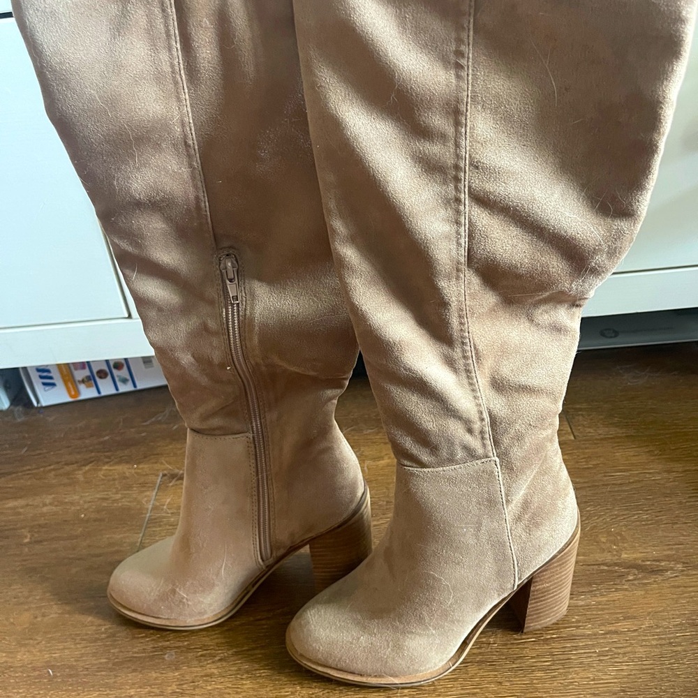 Suede knee high boots